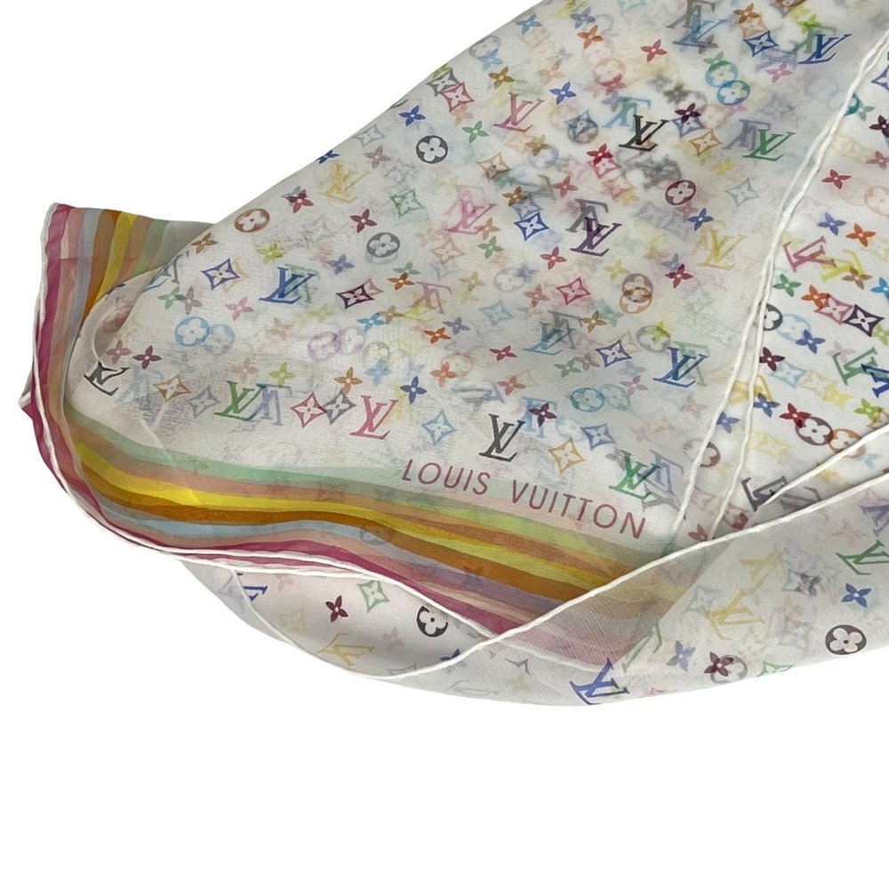 Louis Vuitton x Takashi Murakami Multicolor Monogram Silk Scarf